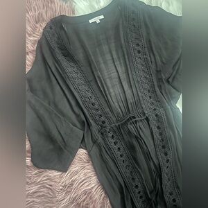 Love Tree Black Beach Cover with Kimono Tie Style